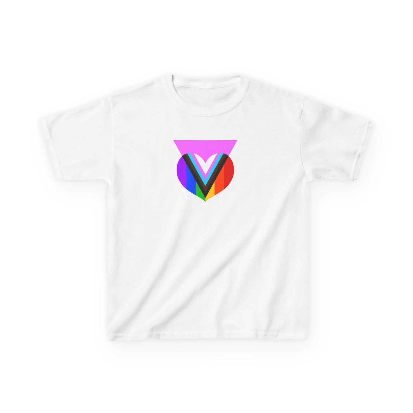 Kids-size Pink Progress Pride Heart Tee