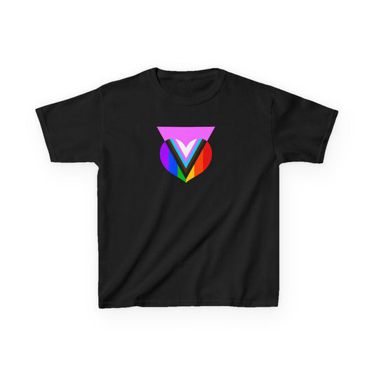 Kids-size Pink Progress Pride Heart Tee